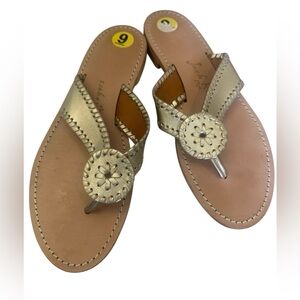 Jack Rogers Gold‎ Metallic Leather Sandals Size 9M